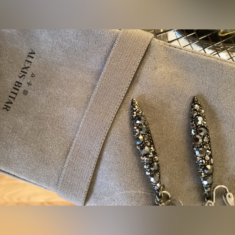 Alexis Bittar Gray Suede Pouch with Embellished Jewelry